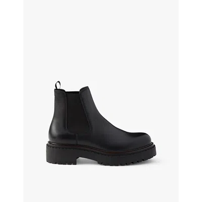 PRADA MENS PRADA LOGO-DEBOSSED HEELED LEATHER CHELSEA BOOTS