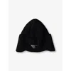 Prada Mens Black Logo-embellished Ribbed Wool Beanie In Black