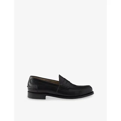 Prada Mens  Logo-embossed Leather Loafers In Black