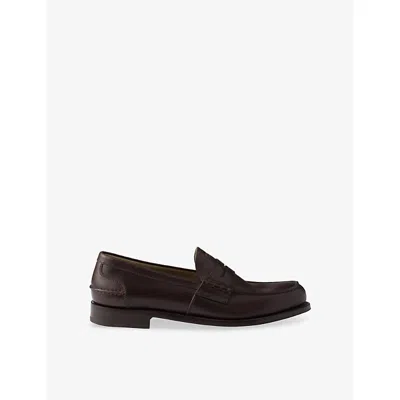 Prada Mens  Logo-embossed Leather Loafers In Brown