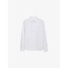 Prada Mens White Logo-embroidered Classic-fit Cotton Shirt In White