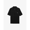 Prada Mens  Logo-embroidered Short-sleeved Wool Polo Shirt In Black