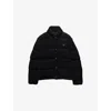 Prada Mens Black Logo-plaque Corduroy Cotton Down Jacket Xl In Black