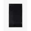 Prada Logo-plaque Fringed Cashmere Scarf In Black