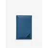 Prada Mens Blue Logo-plaque Leather Bifold Wallet In Blue