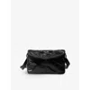 Prada Mens Black Logo-plaque Leather Shoulder Bag In Black