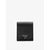 Prada Mens Black  Logo-plaque Leather Wallet