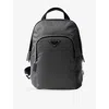 Prada Mens Green Logo-plaque Re-nylon And Saffiano-leather Backpack