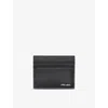 Prada Mens Black Logo-plaque Saffiano Leather Card Holder