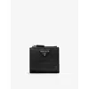 Prada Mens Black Logo-plaque Small Leather Wallet