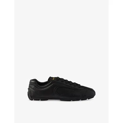 Prada Mens Black Montecarlo Re-edition 2005 Antiqued Leather Low-top Trainers Eur 41.5 / 7.5 Uk