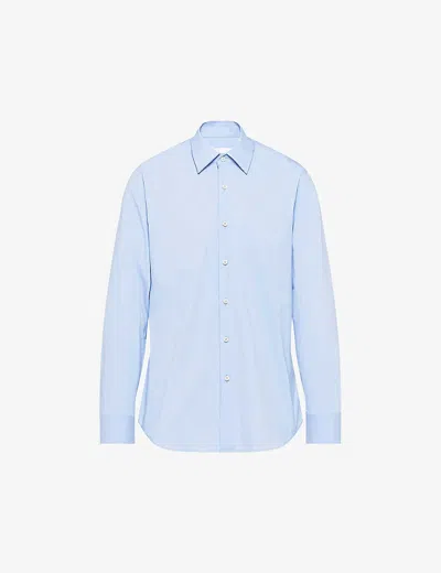 PRADA MENS PRADA PEARL-EMBELLISHED SLIM-FIT COTTON-BLEND SHIRT