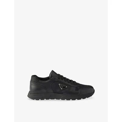 PRADA MENS BLACK PRAX 2.0 RE-NYLON SHELL AND LEATHER TRAINERS EUR 45 / 11 UK
