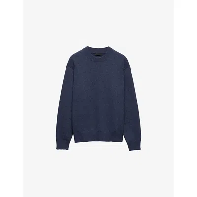 PRADA MENS LIGHT BLUE RE-CASHMERE CREWNECK JUMPER