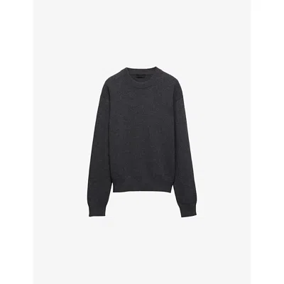PRADA MENS GREY RE-CASHMERE CREWNECK JUMPER