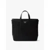 Prada Mens Black Re-nylon Brand-plaque Nylon And Leather Tote Bag In Black