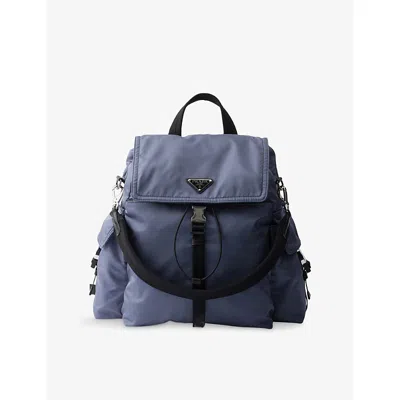 Prada Mens  Re Nylon Explore Woven Backpack In Blue