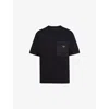 Prada Mens Black Re-nylon Logo-plaque Cotton-jersey T-shirt Xxl In Black