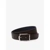Prada Mens Brown Reversible Saffiano Leather Belt In Black