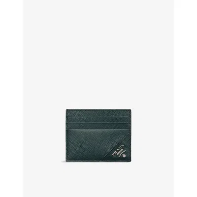 Prada Mens Green Saffiano Leather Card Holder