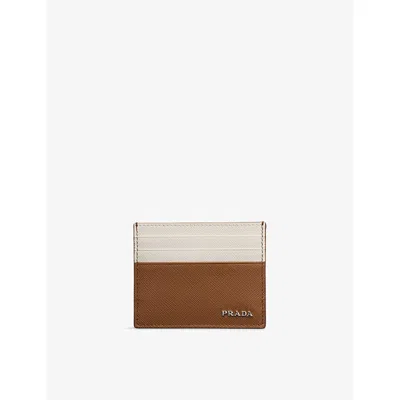 Prada Mens  Saffiano Leather Wallet In Brown