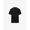 Prada Mens Black Short-sleeve Stripe-trim Pique Polo Shirt