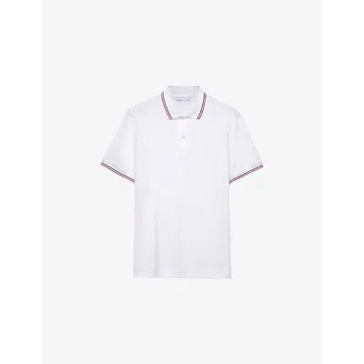 PRADA MENS WHITE SHORT-SLEEVE STRIPE-TRIM PIQUE POLO SHIRT XL