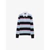 Prada Long-sleeved Striped Polo T-shirt In Black