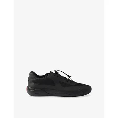 Prada Mens Black Technical Logo Woven Trainers Eur 43.5 / 9.5 Uk