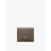 Prada Enamel Triangle-logo Wallet In Grey