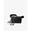 Prada Mens Black Triangle-logo Leather Shoulder Bag With Charm In Black