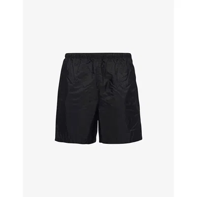 PRADA MENS BLACK TRIANGLE-LOGO RE-NYLON SWIM TRUNKS