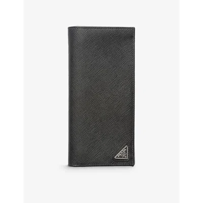 PRADA MENS BLACK TRIANGLE-LOGO SAFFIANO LEATHER WALLET