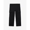 Prada Mens Black Triangle-logo Wide-leg Cotton Utility Trousers In Black