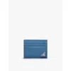 Prada Mens Blue Triangle-plaque Leather Card Holder
