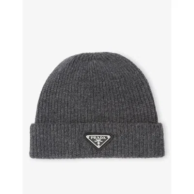 Prada Mens  Wool And Cashmere Beanie In Grey