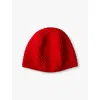 Prada Mens  Re-nylon Knitted Beanie Hat In Red