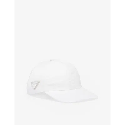 Prada Womens White Logo-plaque Recycled-nylon Baseball Cap