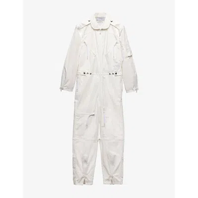Prada Mens White Long-sleeve Regular-fit Cotton Jumpsuit