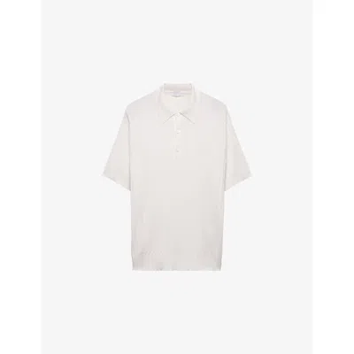 Prada Mens White Regular-fit Cashmere And Silk-blend Polo Shirt