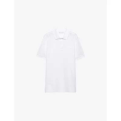 Prada Mens White Triangle-logo Cotton-piqué Polo Shirt