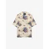 Prada Mens Yellow Printed Short-sleeve Bowling Cotton Shirt In Yellow