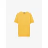 Prada Short-sleeved Cotton Sweater In Yellow