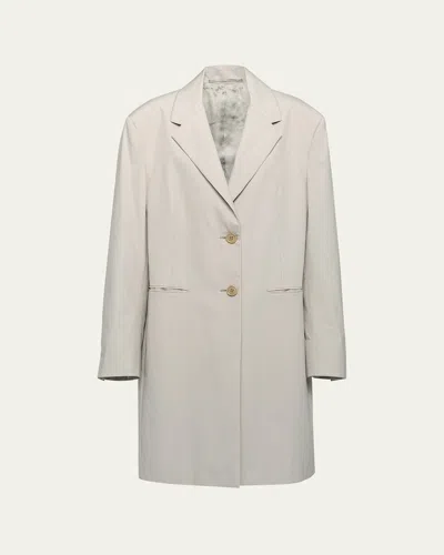 Prada Menswear Fit Panama Cotton Coat In Calce