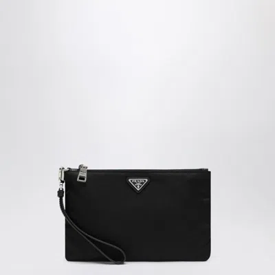 Prada Mera Pouch In Renylon And Saffiano Leather In Black