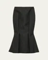 Prada Mermaid Wool Midi Skirt In F0308 Antracite