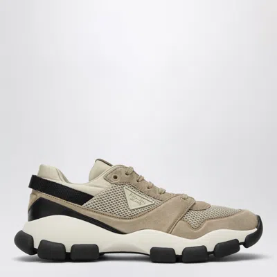 Prada Mesh And Suede Mini Sneakers In Green