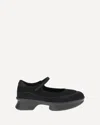 Prada Mesh Upper Round Toe Rubber Sole Ballerinas In Black
