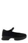 Prada Mesh Upper Round Toe Rubber Sole Ballerinas In Black