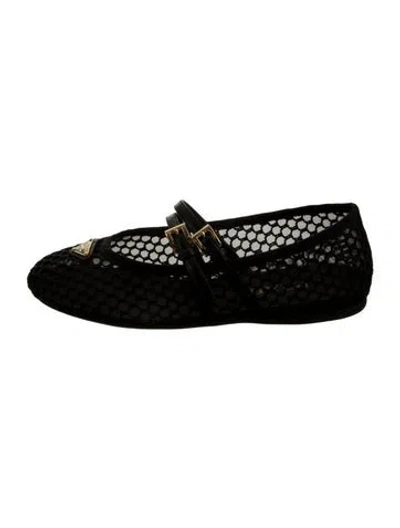 Pre-owned Prada Mesh Ballet Flats In Black
